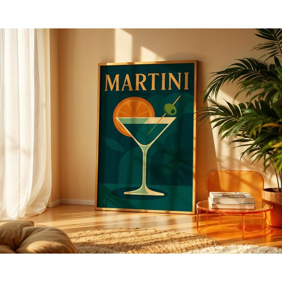 Martini Cocktail Minimalist Retro Bar Poster Unframed Paper Print