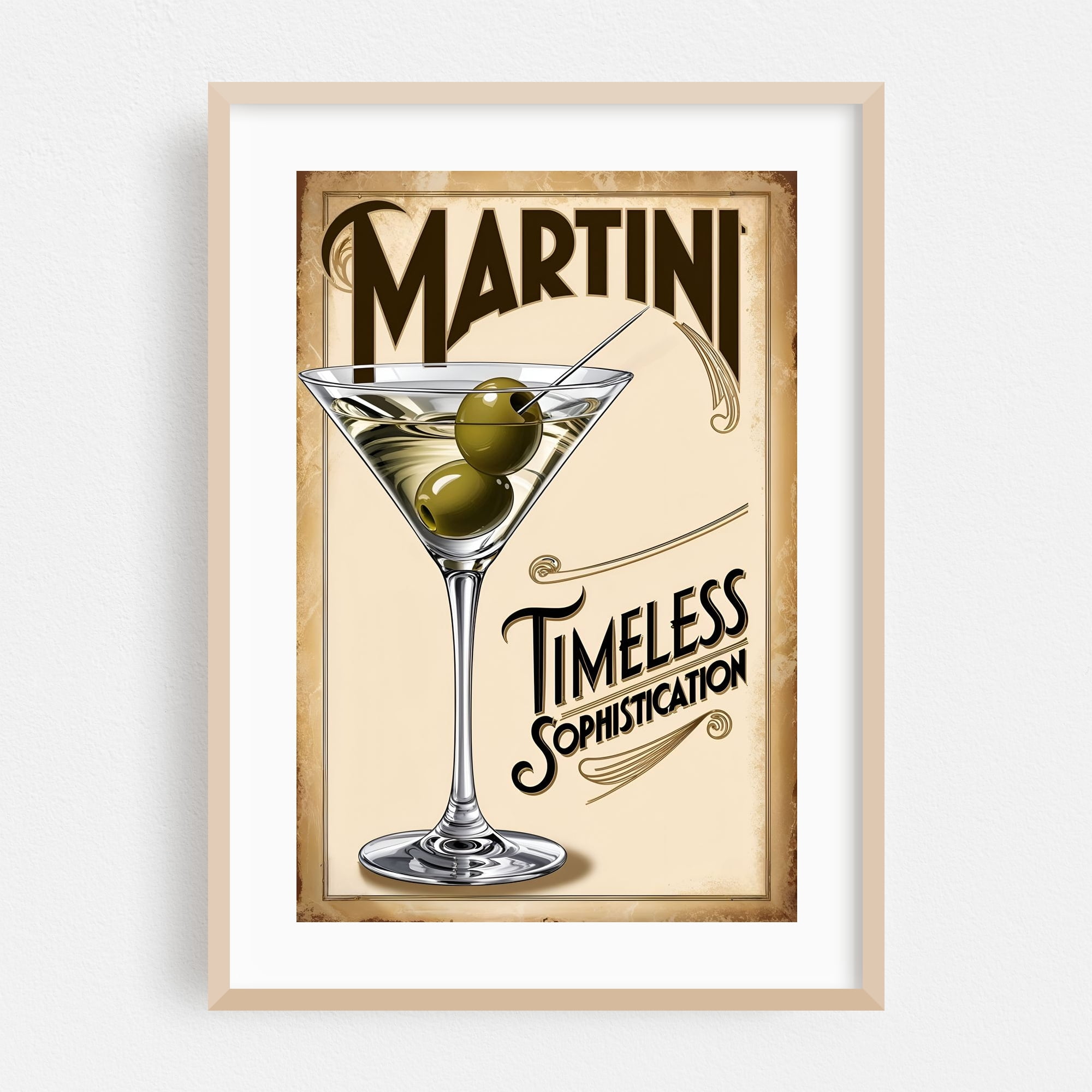 Martini Cocktail Poster: Vintage Art Deco Elegance - Illustration ...