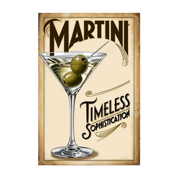 Martini Cocktail Poster: Vintage Art Deco Elegance - Illustration Cocktail Vintage Poster Art Deco Typography Kitchen Decor Retro Bar Unframed Wall Art Print 4 x 6 inches