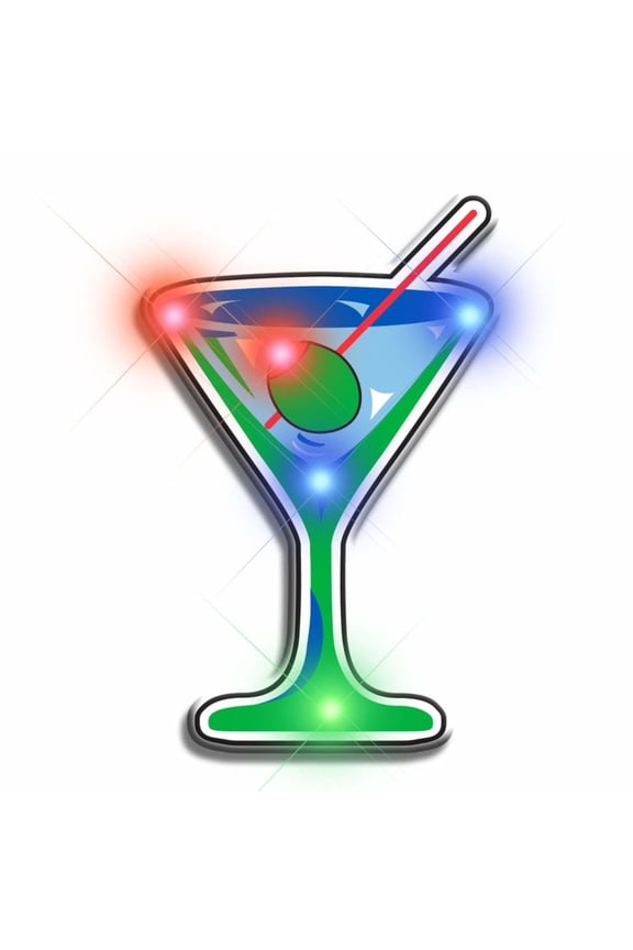 Martini Flashing Body Light Lapel Pins