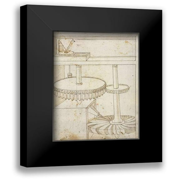 Martini, Francesco di 15x18 Black Modern Framed Museum Art Print Titled - Folio 44: mill powered by horizontal wheel