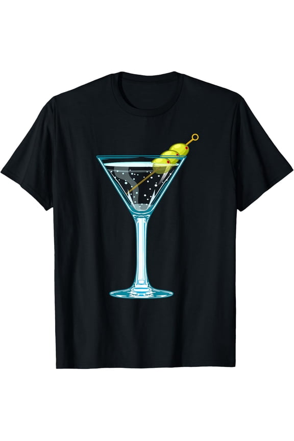 Martini Glass Green Olives Bartender Vodka Drink T-Shirt
