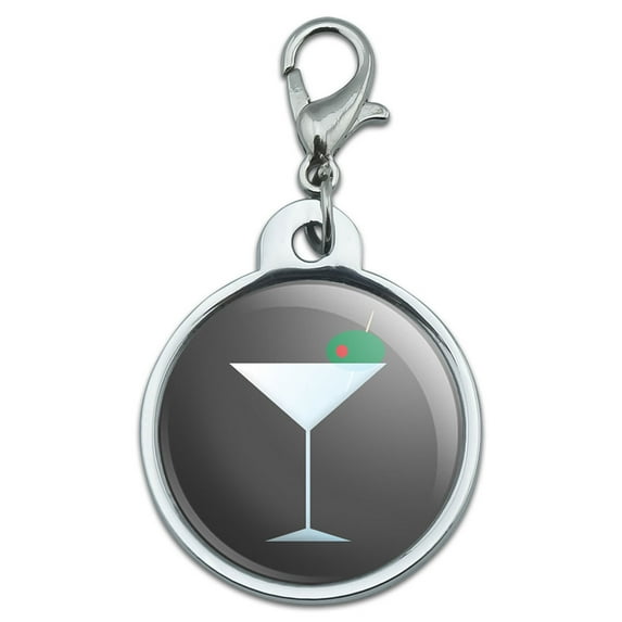 Martini Glass Olive Small Metal ID Pet Dog Tag