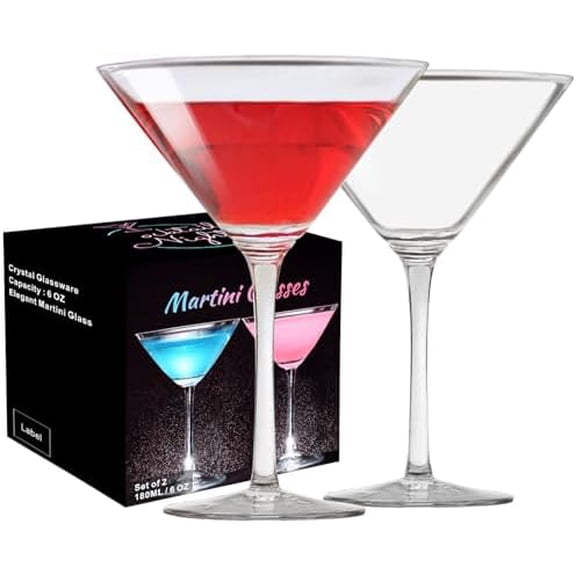 Martini Glasses Set of 2, Coupe Glasses, Hand Blown Premium Martini Glasses, Perfect for Cocktails, Martinis, Margaritas, Parties, Catering Boxes and Gifts(8 OZ/240ML)