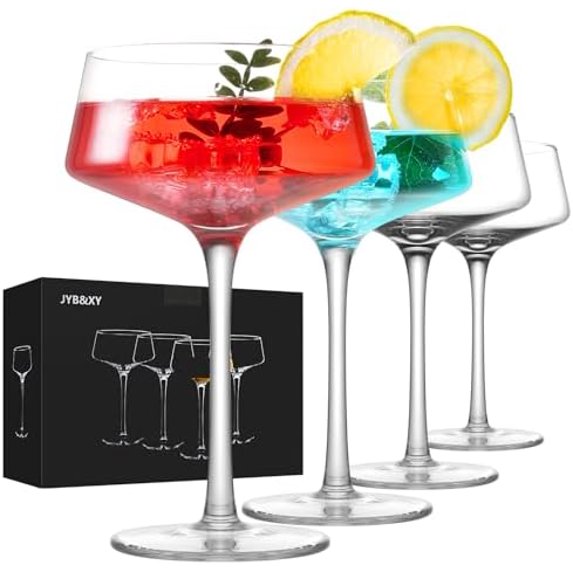 Martini Glasses Set of 4 | 9 oz Coupe Glass Classic Cocktail Glassware Hand Blown Premium Crystal Glass for Champagne, Cocktail,wine,martini Flutes$$Home Decor, Kitchen, & Other