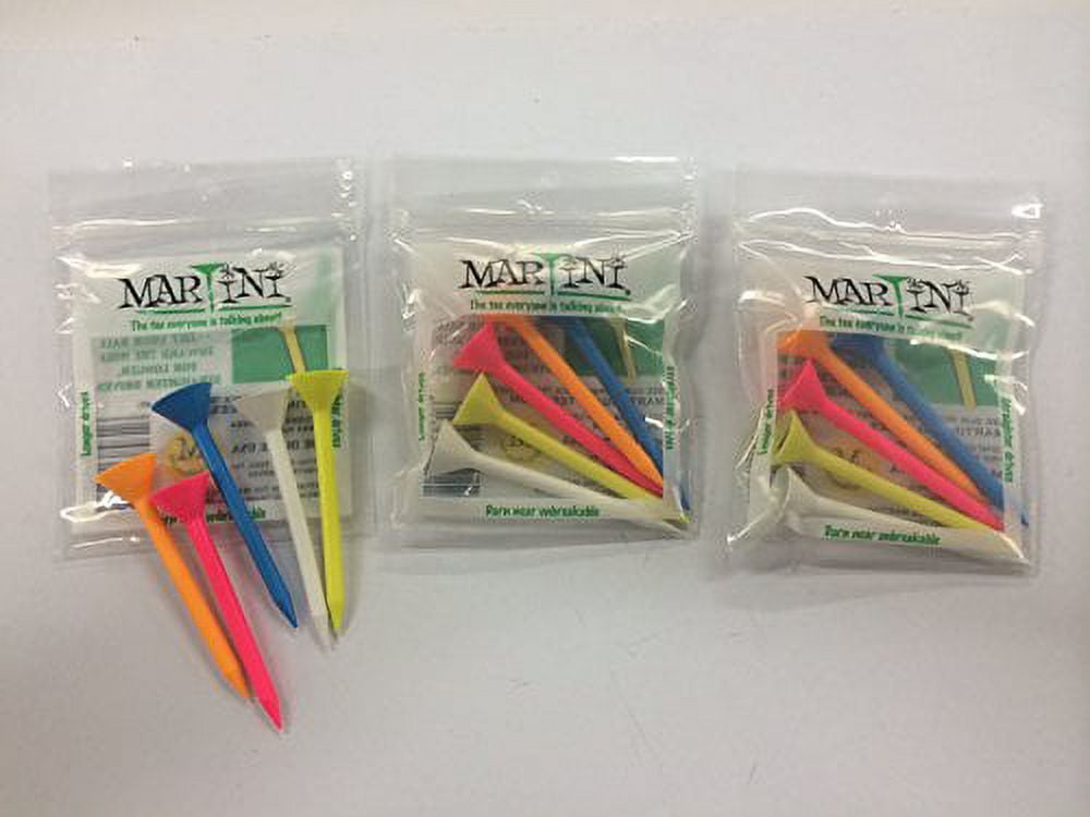 Martini Golf Tees, 3pack Special, 3 1/4" Mixed Colors