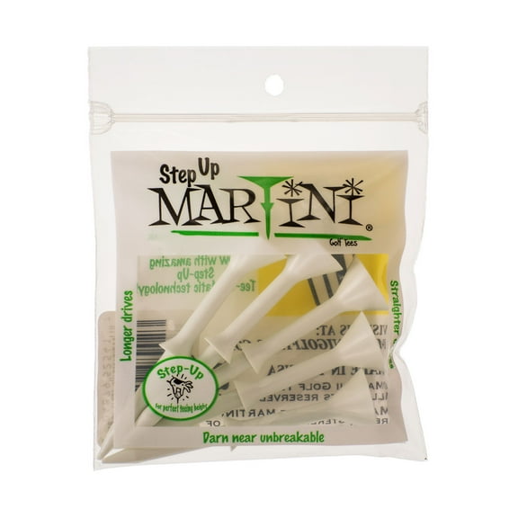Martini Golf Tees Step Up Tees, White, Pack of 5, 3 1/4" Length