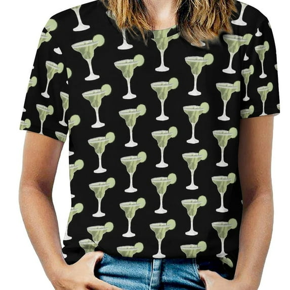 Martini Lime Pattern Women's Short Sleeve Tops Casual Blouses T Shirt