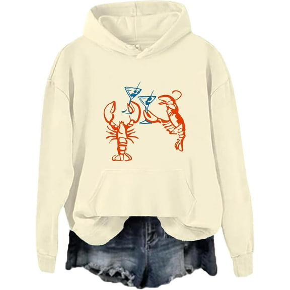 Martini Lobster Hoodie, Martini Lobster Hooded, Unisex Long Sleeve Shirt, Fun and Fashionable Prints