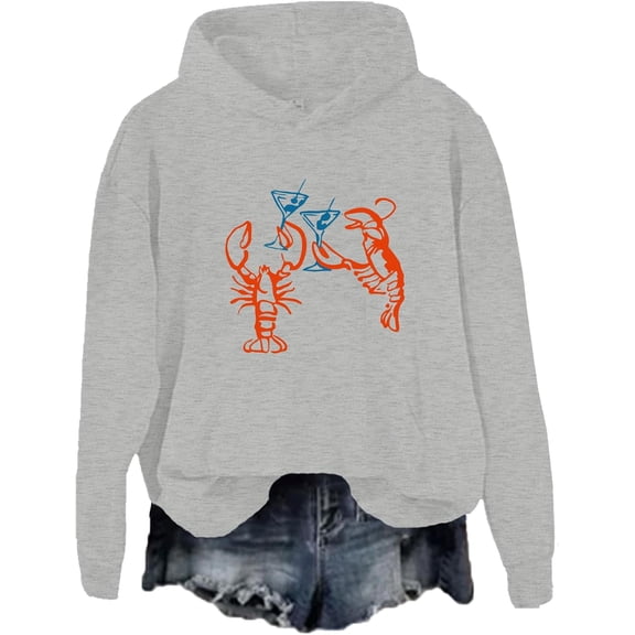 Martini Lobster Hoodie, Martini Lobster Hooded, Unisex Long Sleeve Shirt, Fun and Fashionable Prints