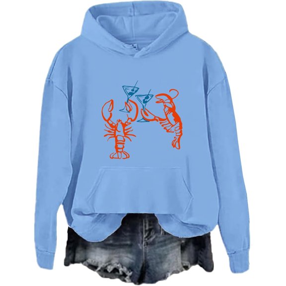 Martini Lobster Hoodie, Martini Lobster Hooded, Unisex Long Sleeve Shirt, Fun and Fashionable Prints