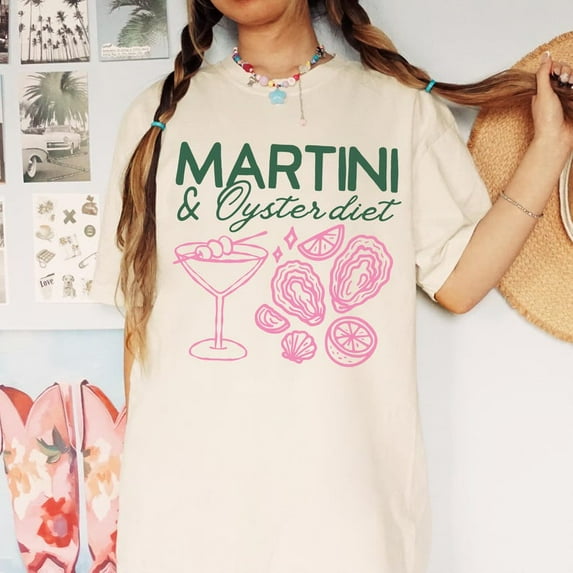 Martini & Oyster Diet T-Shirt, Preppy Italian Tomato Girl Summer, Fisherman Core Tee, Beachy Coastal Amalfi Coast Shirt, La Dolce Vita T-Shirt, Tuscan Summer Vibes Shirt