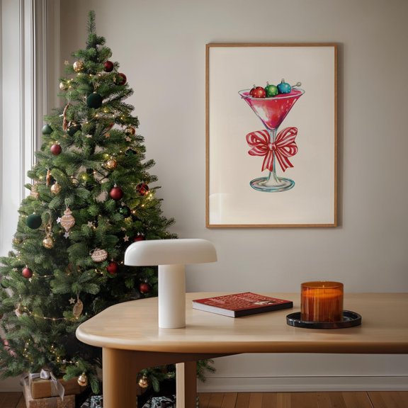 Martini Poster: Festivecocktail Art, Stretched Canvas Size 12x18