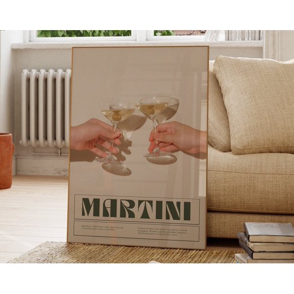 Martini Print Cocktail Print Bar Art Retro Cocktail Posters Drinks Wall Decor Trendy Bar Cart Bestsellers Wall Art, Modern Wall Decor, 8x12 UNFRAMED