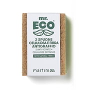 Martini SPA - Mr Eco - Double Action Sponge, Cellulose and Anti-Scratch Fiber, Green and Brown Color, 10x7x2 cm, 32g, 2 Units - Made in Italy -