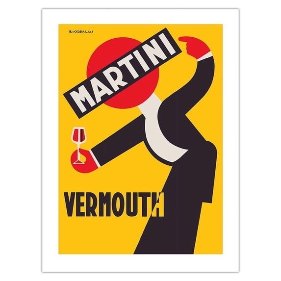 Martini Vermouth Liquor - Martini & Rossi - Vintage Advertising Poster by Giuseppe Riccobaldi c.1930 - Fine Art Matte Paper Print (Unframed) 18x24in