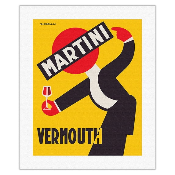 Martini Vermouth Liquor - Martini & Rossi - Vintage Advertising Poster by Giuseppe Riccobaldi c.1930 - Fine Art Rolled Canvas Print 16in x 20in