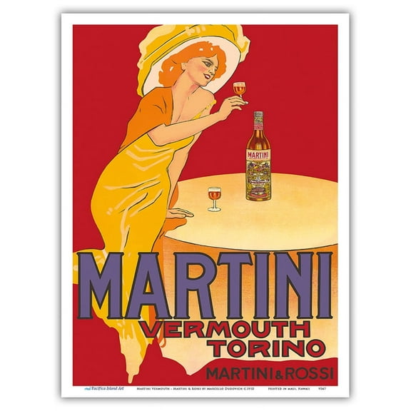 Martini Vermouth - Martini & Rossi - Turin (Torino) Italy - Vintage Advertising Poster by Marcello Dudovich c.1910 - Master Art Print (Unframed) 9in x 12in