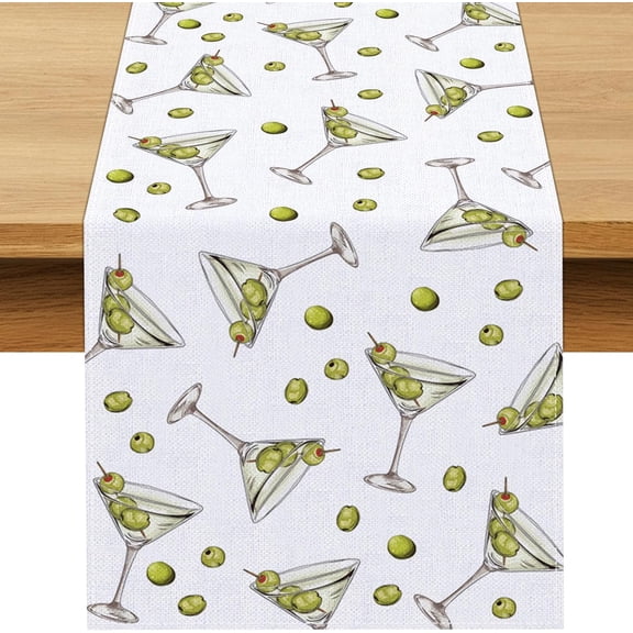Martini and Olive Table Runner A Tini Bit Older Birthday Party Decoration Cocktail Bachelorette Dining Room Home Kitchen Table Decor