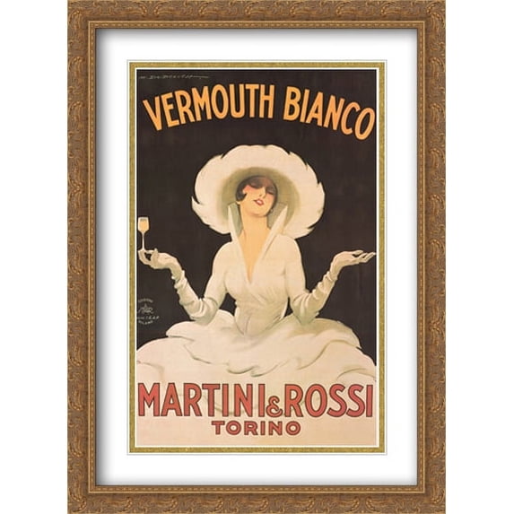 Martini and Rossi 2x Matted 28x40 Large Gold Ornate Framed Art Print