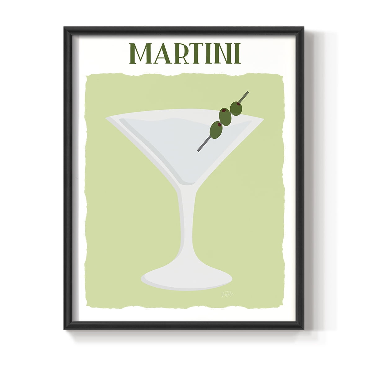 Martini in Black Solid Wood 8 x 10 Framed Print