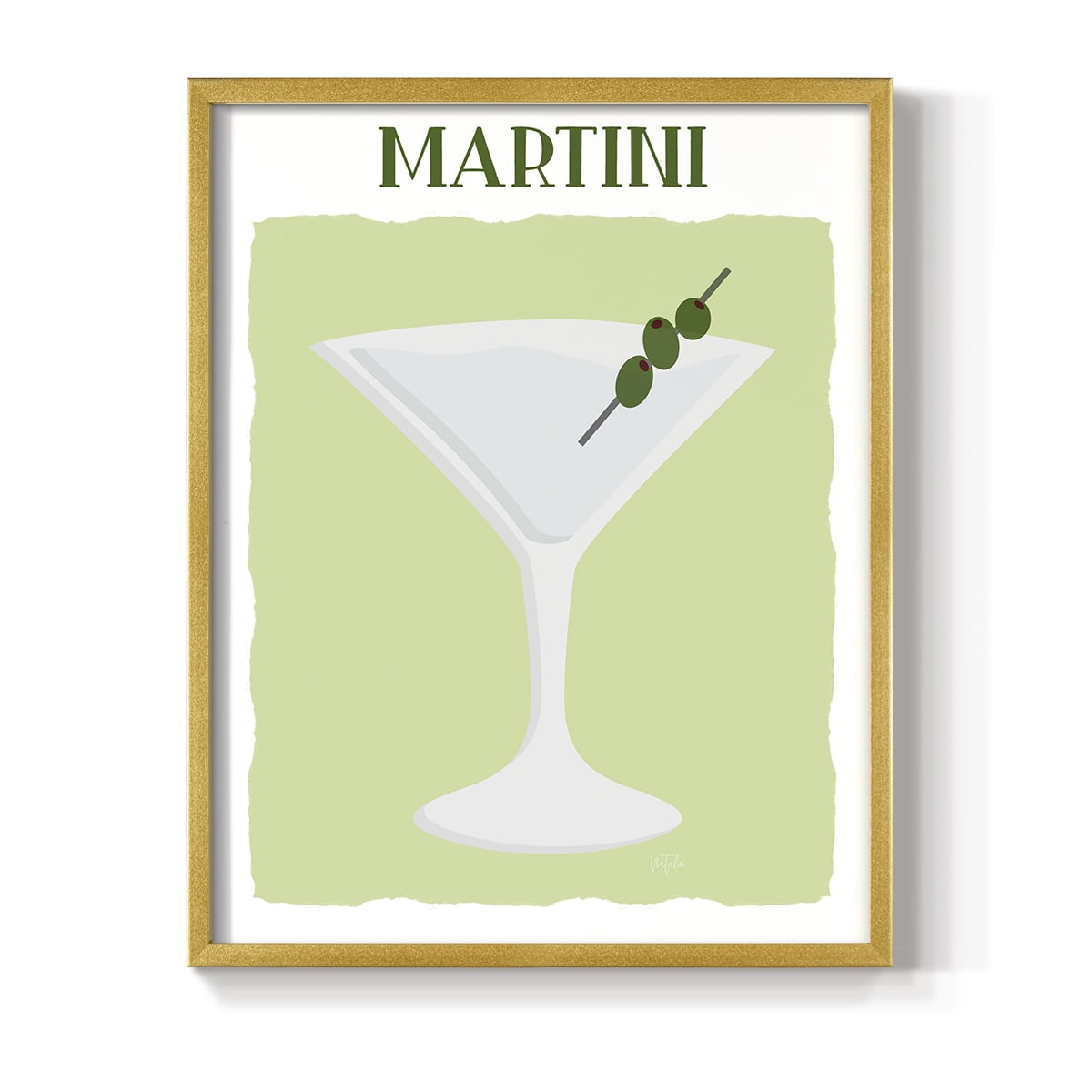 Martini in Gold Solid Wood 11 x 14 Framed Print