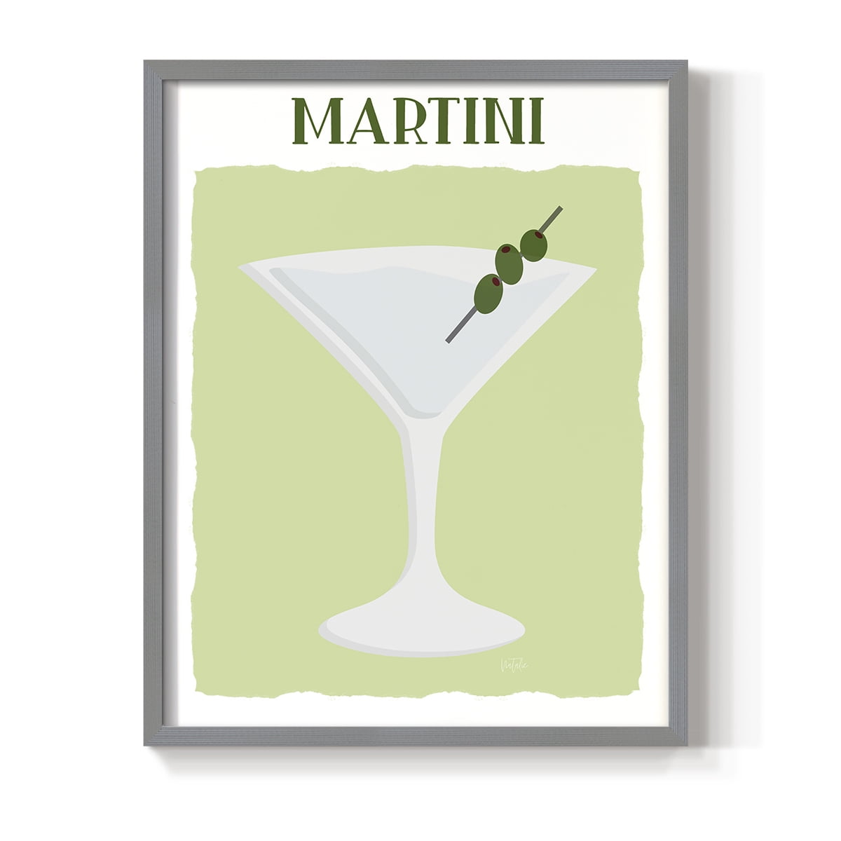 Martini in Gray Solid Wood 22 x 28 Framed Print