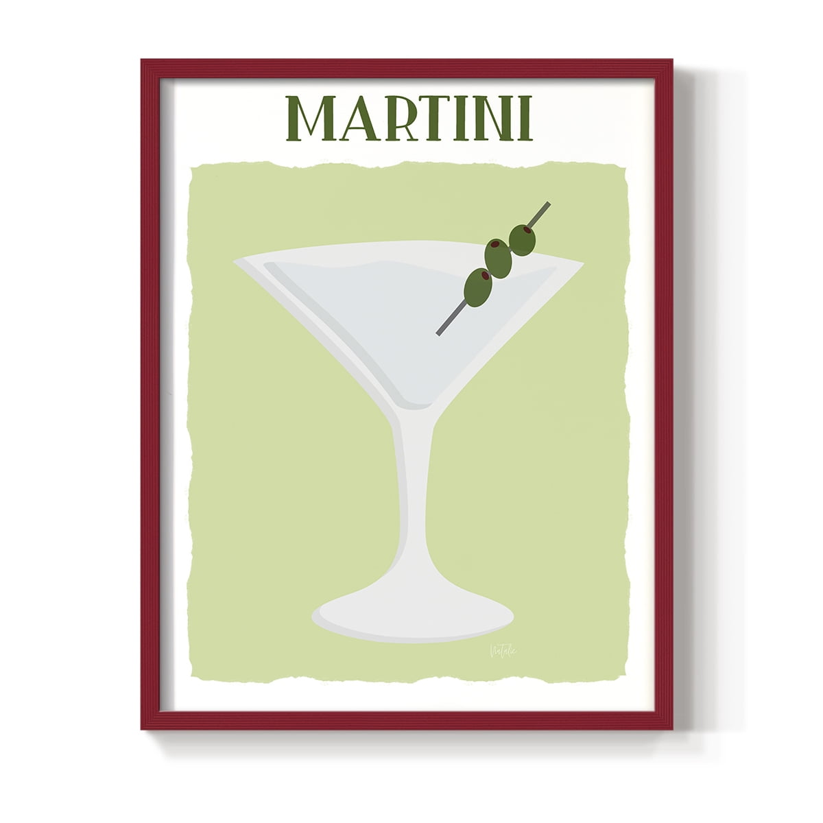 Martini in Red Solid Wood 11 x 14 Framed Print
