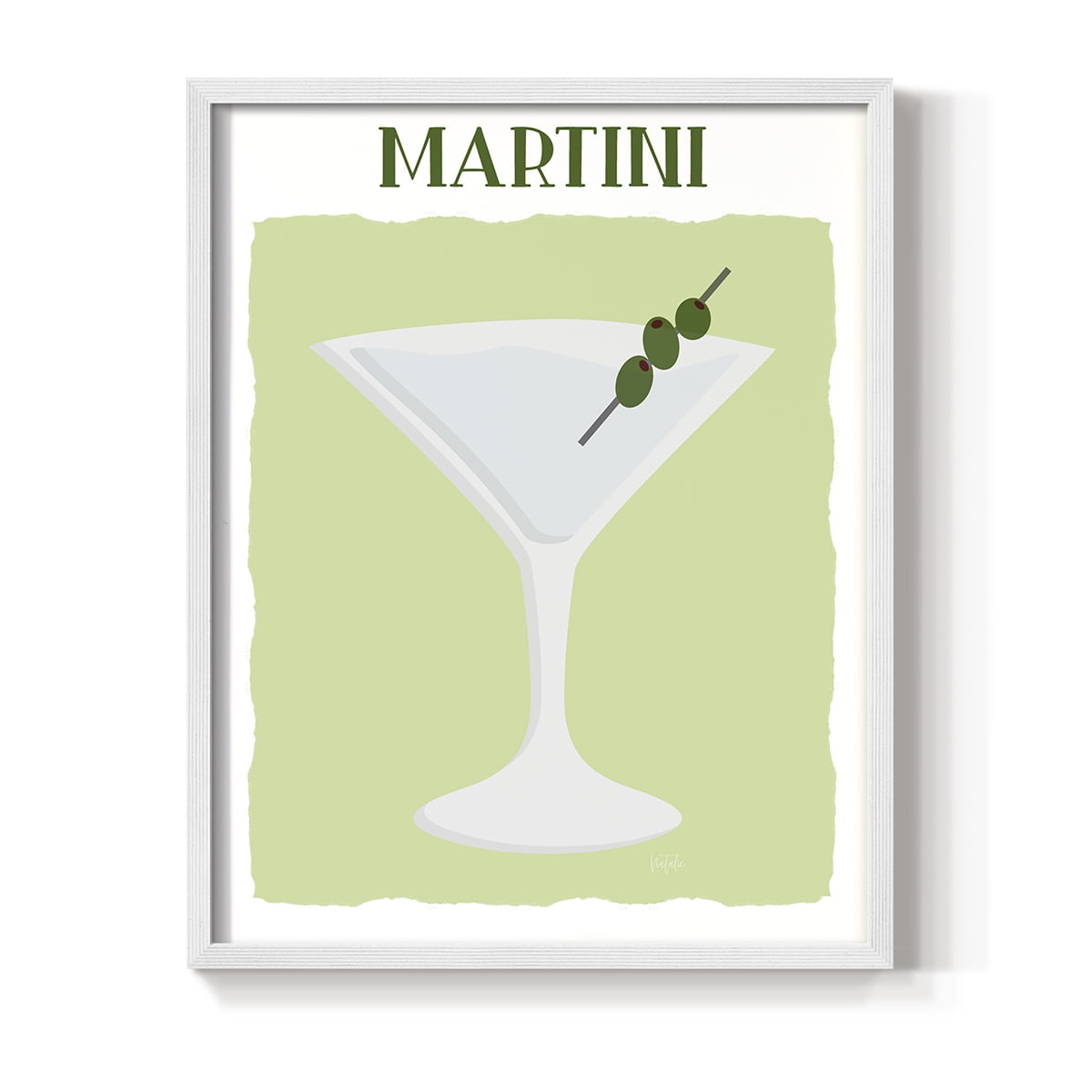 Martini in White Solid Wood 8 x 10 Framed Print