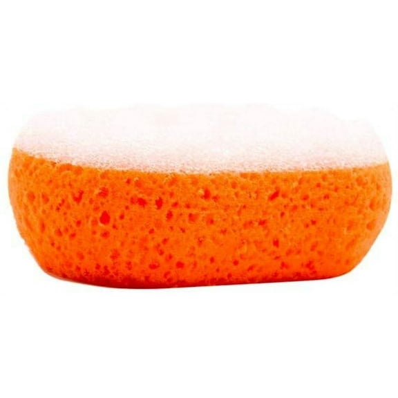 MartiniSPA Italian Made Dual Action Energizing Body & Bath Sponge - All-in-One Regular Body Sponge & Gommage Deep Exfoliating Scrub Side - 2 Pack/2 Units Color/Fluorescent Orange
