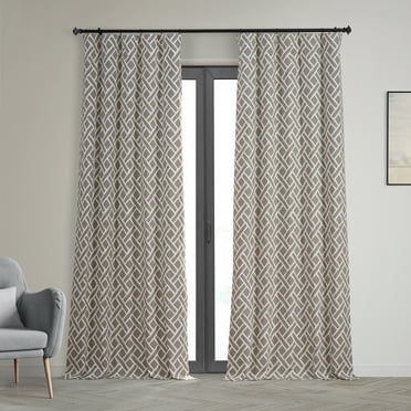 Martinique Taupe Printed Cotton Curtain (1 Panel), Martinique Taupe, 50W X 120L