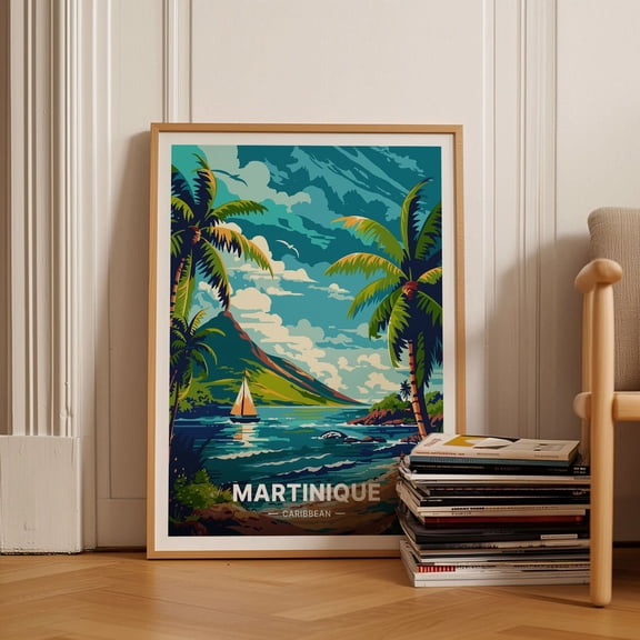 Martinique Travel Poster, Caribbean Art, Tropical Wall Decor, Exotic Destination Artwork, Home & Office Decoration Wall Art, Modern Wall Decor, 8x12 UNFRAMED