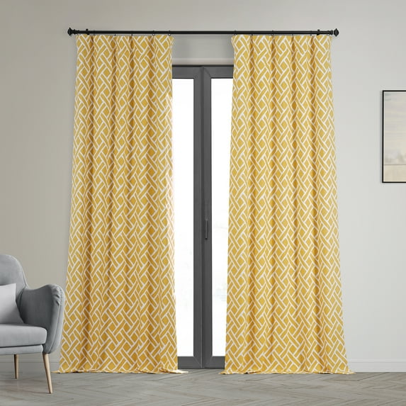 Martinique Yellow Printed Cotton Curtain (1 Panel), Martinique Yellow, 50W X 84L