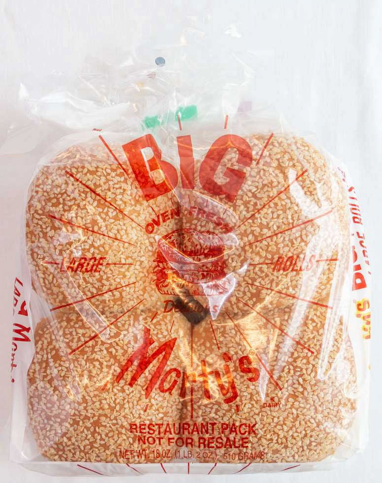 Martins Instant Big Sesame Roll 8 count per pack 6 packs per case