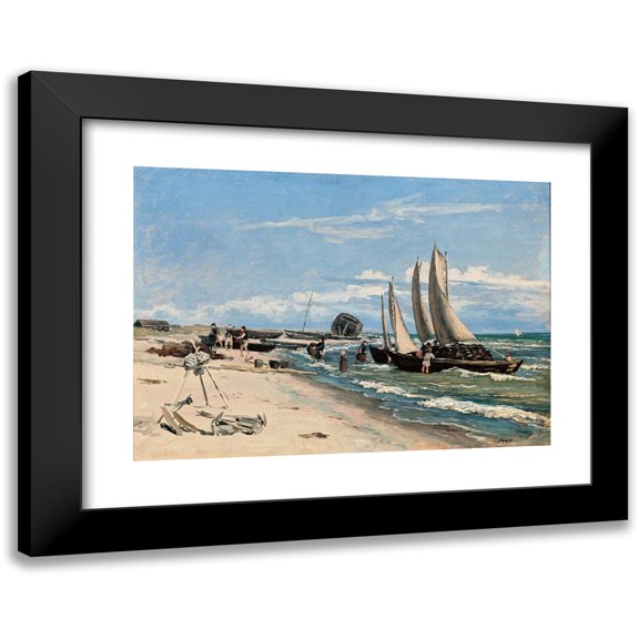Martinus Rørbye 14x11 Black Modern Framed Museum Art Print Titled - Beach at Skagen Vesterby (1847)