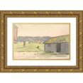 thumbnail image 1 of Martinus Rørbye 18x13 Gold Ornate Wood Frame and Double Matted Museum Art Print Titled - Landscape with Farms (1831 - 1832), 1 of 4