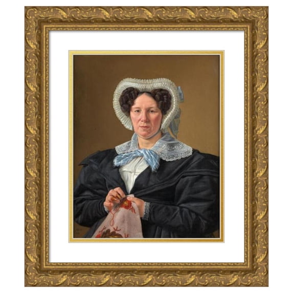 Martinus Rørbye 20x24 Gold Ornate Framed and Double Matted Museum Art Print Titled - The Artist's Mother, Frederikke Eleonore Cathrine Rorbye, Nee Stockfleth (1833 - 1834)
