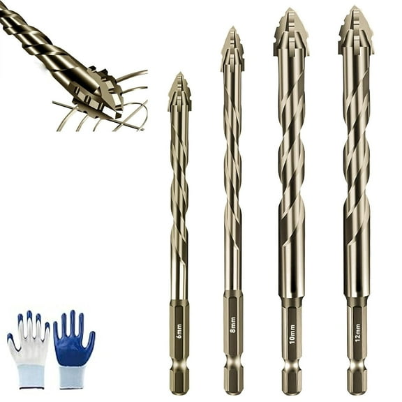 Martivex Drill Bits, 2026 Four-Flute Sawtooth Eccentric Drill Bit, High-Performance Titanium-Coated Tap Set, Four Edged Serrated Eccentric Twist Bit Set for Concrete Metal Wood
