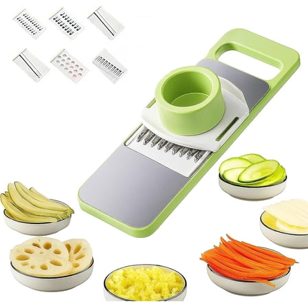 Martivex Slicer, Woyuosn 6-In-1 Safeprep Mandoline Slicer, Multi-Purpose Kitchen Tool with Replacement Blades for Slice, Shred & Julienne and Dicing