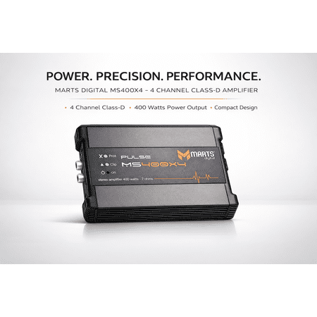 Marts Digital MXS 400X4 4-Channel Car Audio Amplifier – Class D, Compact Design