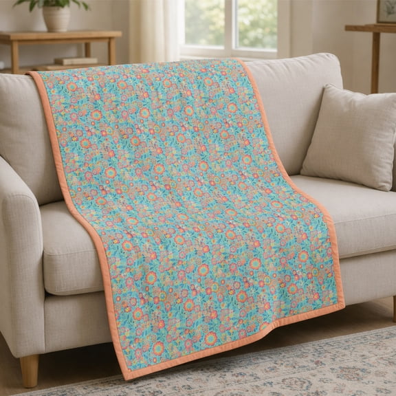 Marttyga Cool Feeling Air Conditioning Summer Quilt,Double Layer Washed Polyester Fabric High Air Circulation Fade Resistant Easy Care Thin Blanket For Warm Weather Sleep(Blue B)