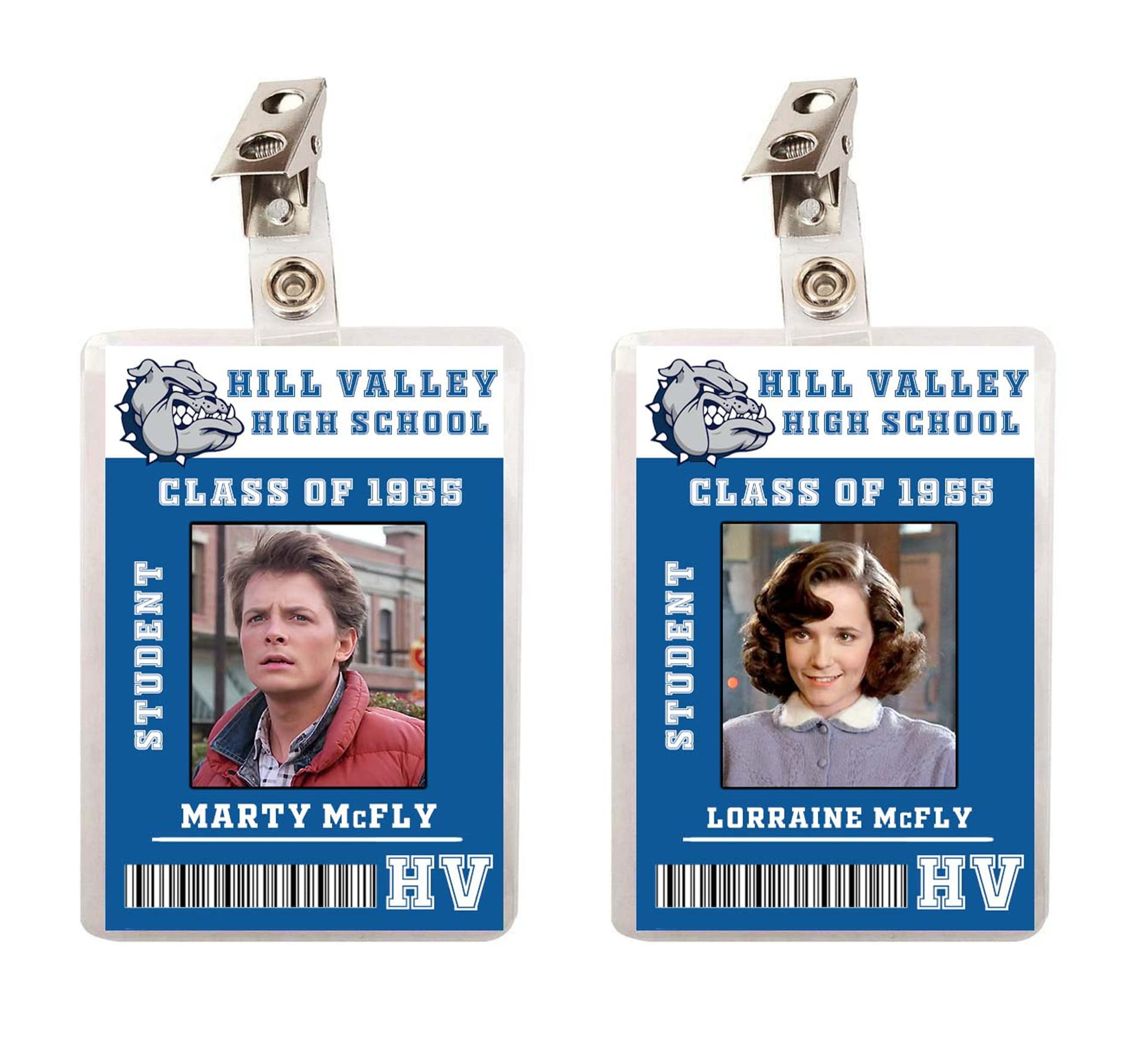 Marty & Lorraine McFly Hill Valley High School Set of 2 ID Badges
