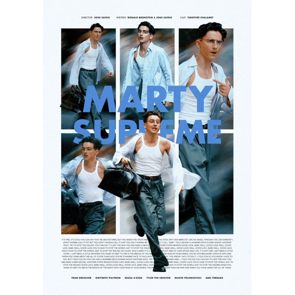 Marty Supreme Cinematic Collage Wall Art Dynamic Motion Style Decor Size 24x36 Unframed Poster