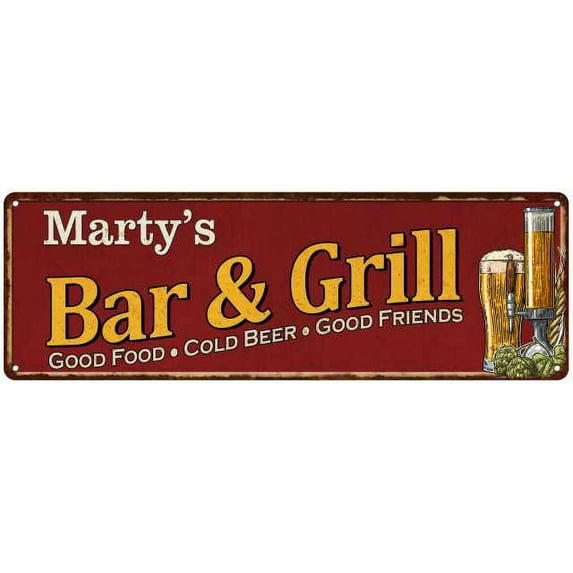 Marty's Bar and Grill Red Gift Man Cave Decor 6x18 Sign 206180054210
