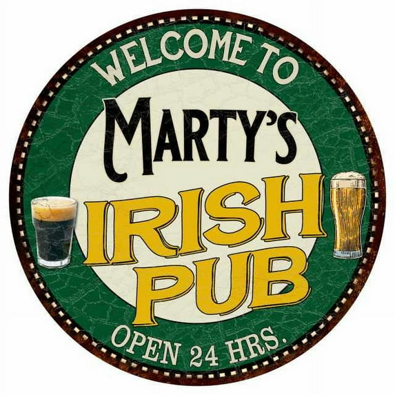 Marty's Irish Pub 12" Round Metal Sign Kitchen Bar Wall Décor 200120036206
