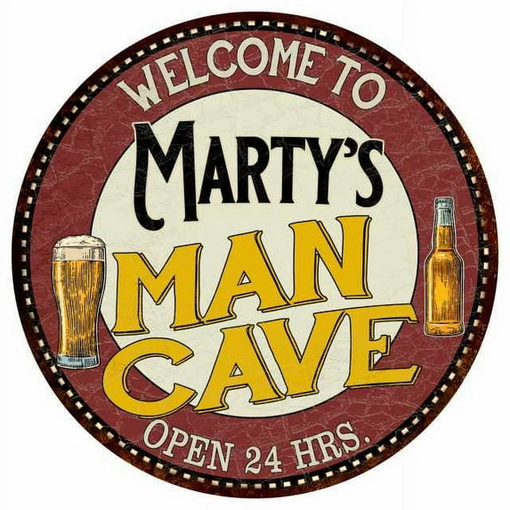 Marty's Man Cave 14" Round Metal Sign Kitchen Bar Wall Decor 100140035206