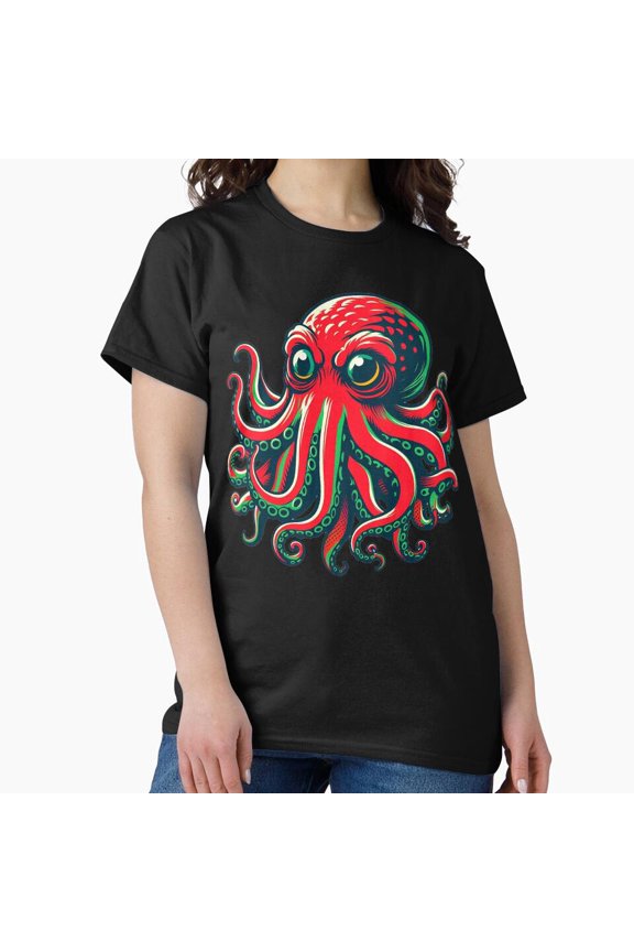 Marty the Mutant Octopus Too Many Tentacles Comedic Art Unisex T-Shirt, up to size 5XL