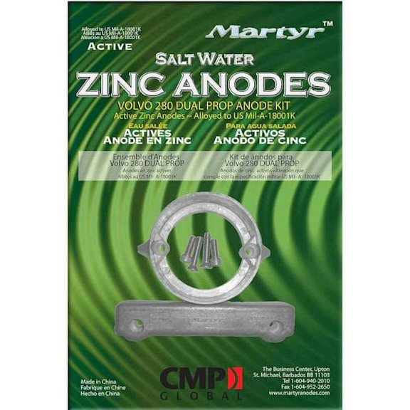Martyr (CM280DPKITZ) Volvo 280 Dual Prop ZINC Anode Kit