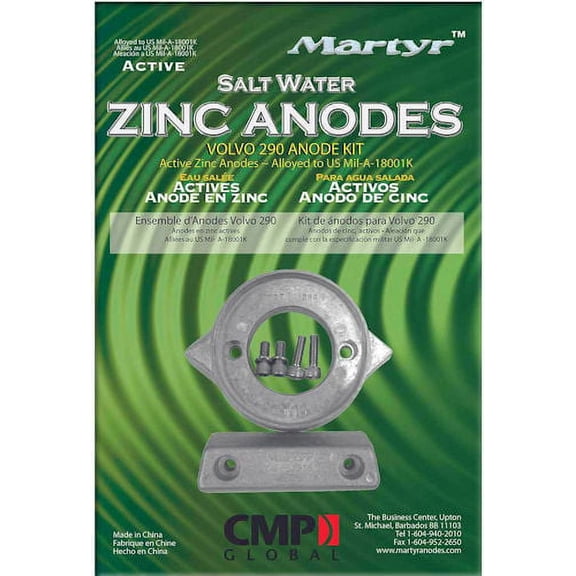 Martyr CM290KITZ ZINC Anode Kit for Volvo 290 ZINC Anode Kit