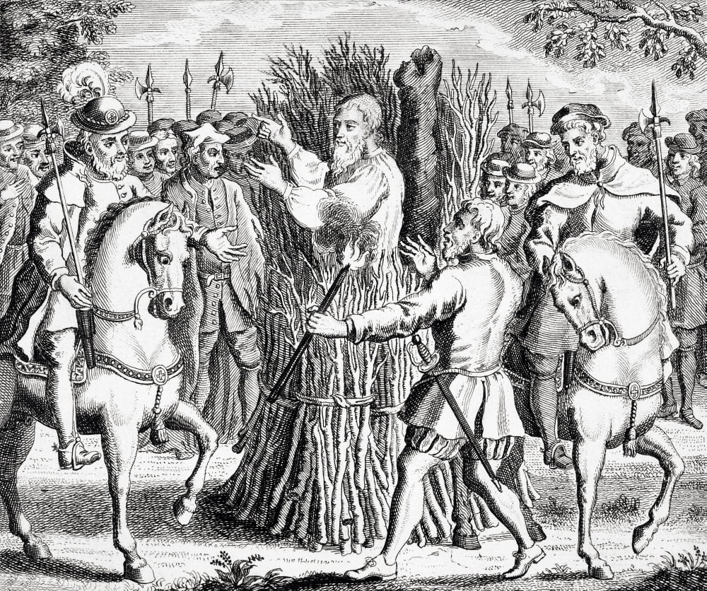The Martyrdom Of Dr Taylor Who Was Burnt On Aldham Common In 1555 From The Burning Of The Martyrs 1741 Rowland Taylor 1510 To 1555 Canvas Art - Ken Welsh Design Pics (15 x 13)